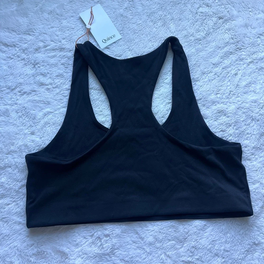 Quince Womens Ultra-Soft Performance Racerback Sports Bra Black Size Large NEW